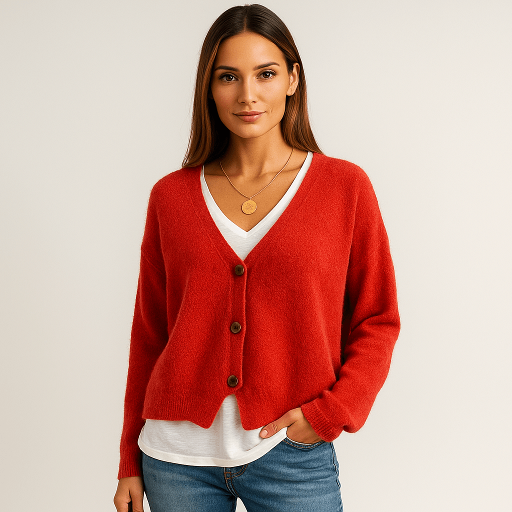 Stilla V-Neck Relaxed Top - Cozy Wool Blend
