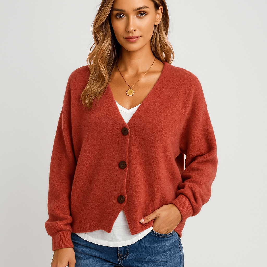 Stilla V-Neck Relaxed Top - Cozy Wool Blend