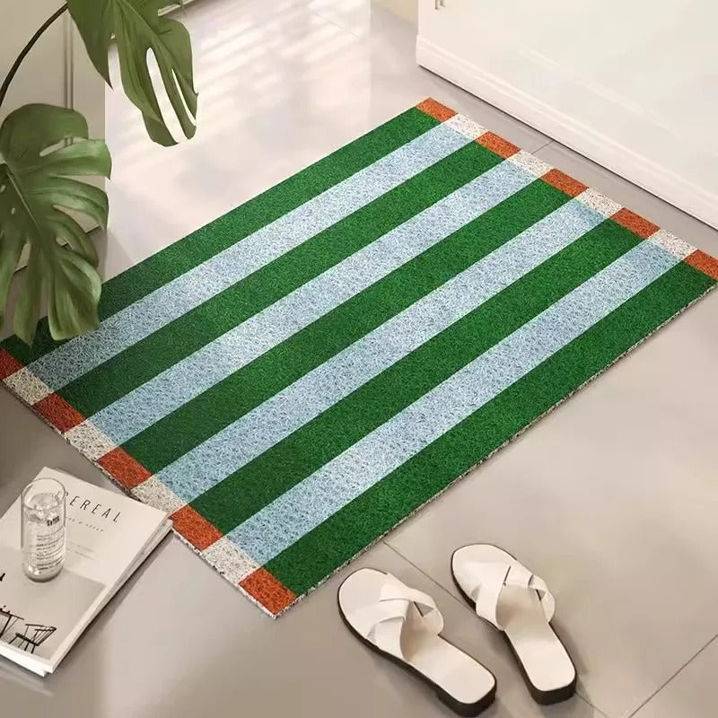 Chic Striped Doormat – Long-lasting PVC Outdoor Mat for Your Entryway
