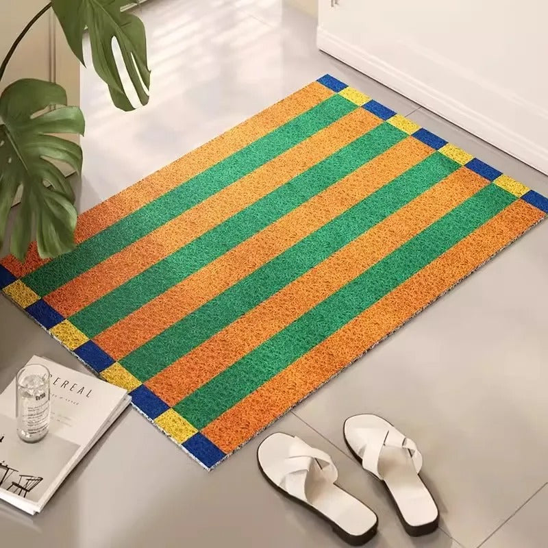 Chic Striped Doormat – Long-lasting PVC Outdoor Mat for Your Entryway