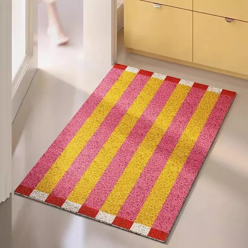 Chic Striped Doormat – Long-lasting PVC Outdoor Mat for Your Entryway
