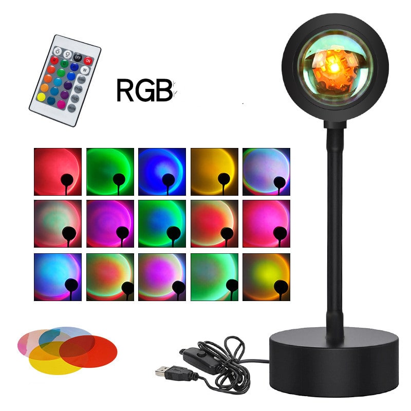 Sunset Lamp LED Projector Light with Adjustable Neck and Night Projection Ocean Wave - Image 17