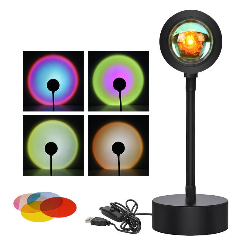 Sunset Lamp LED Projector Light with Adjustable Neck and Night Projection Ocean Wave - Image 2