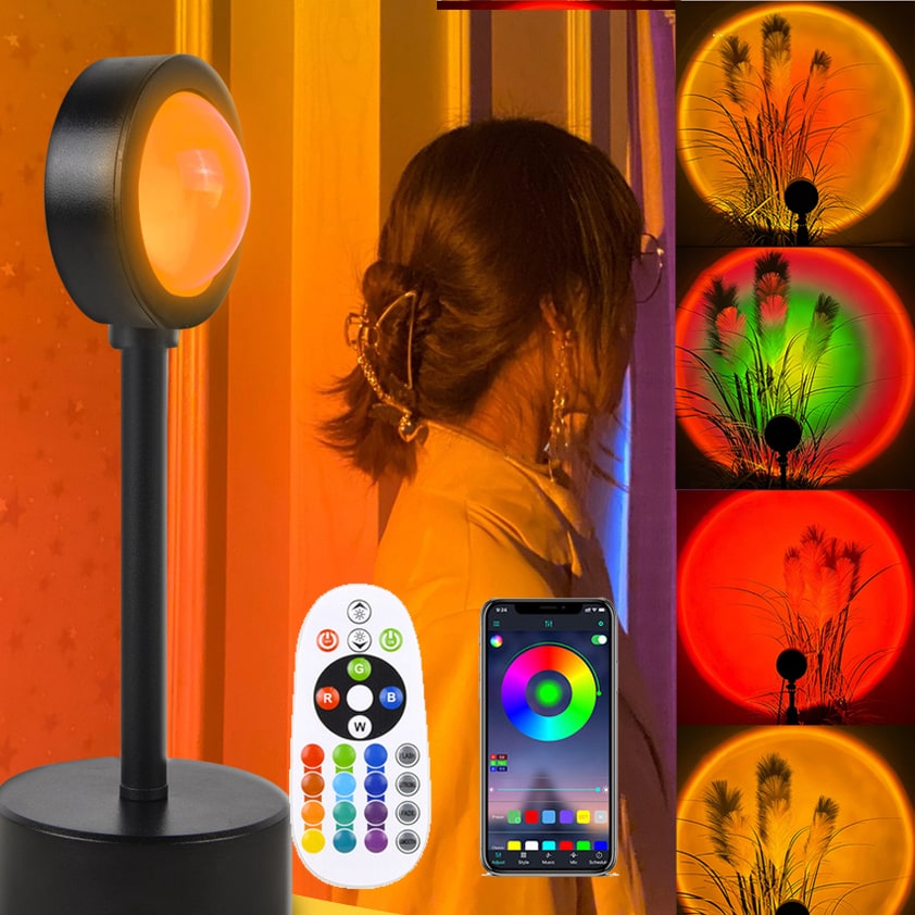 Sunset Lamp LED Projector Light with Adjustable Neck and Night Projection Ocean Wave - Image 20