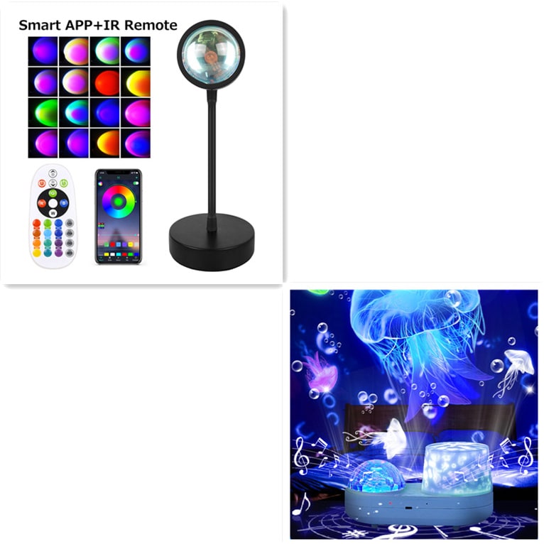 Sunset Lamp LED Projector Light with Adjustable Neck and Night Projection Ocean Wave - Image 5