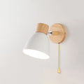 Swivel Arm Wall Sconce Bedside Reading Light Adjustable Wood Metal Conical - Image 17