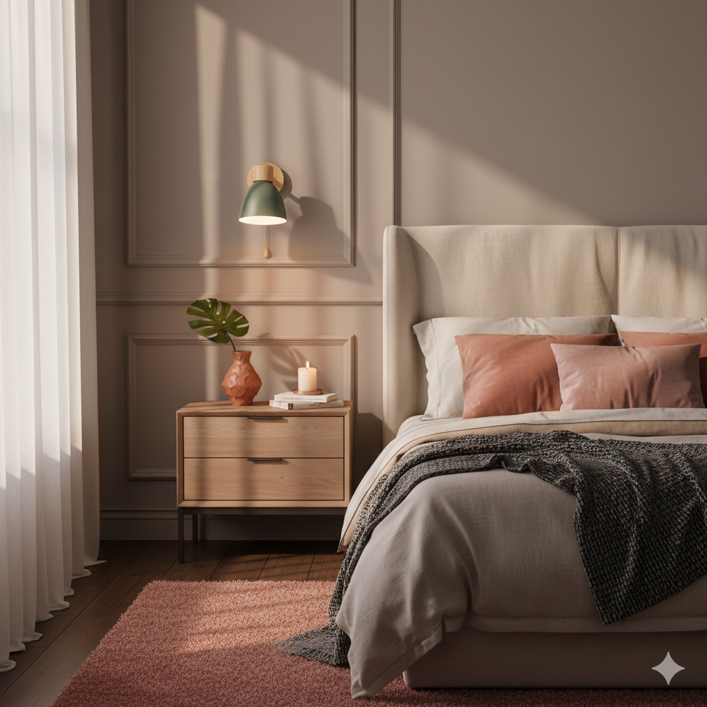 Swivel Arm Wall Sconce Bedside Reading Light Adjustable Wood Metal Conical - Image 28