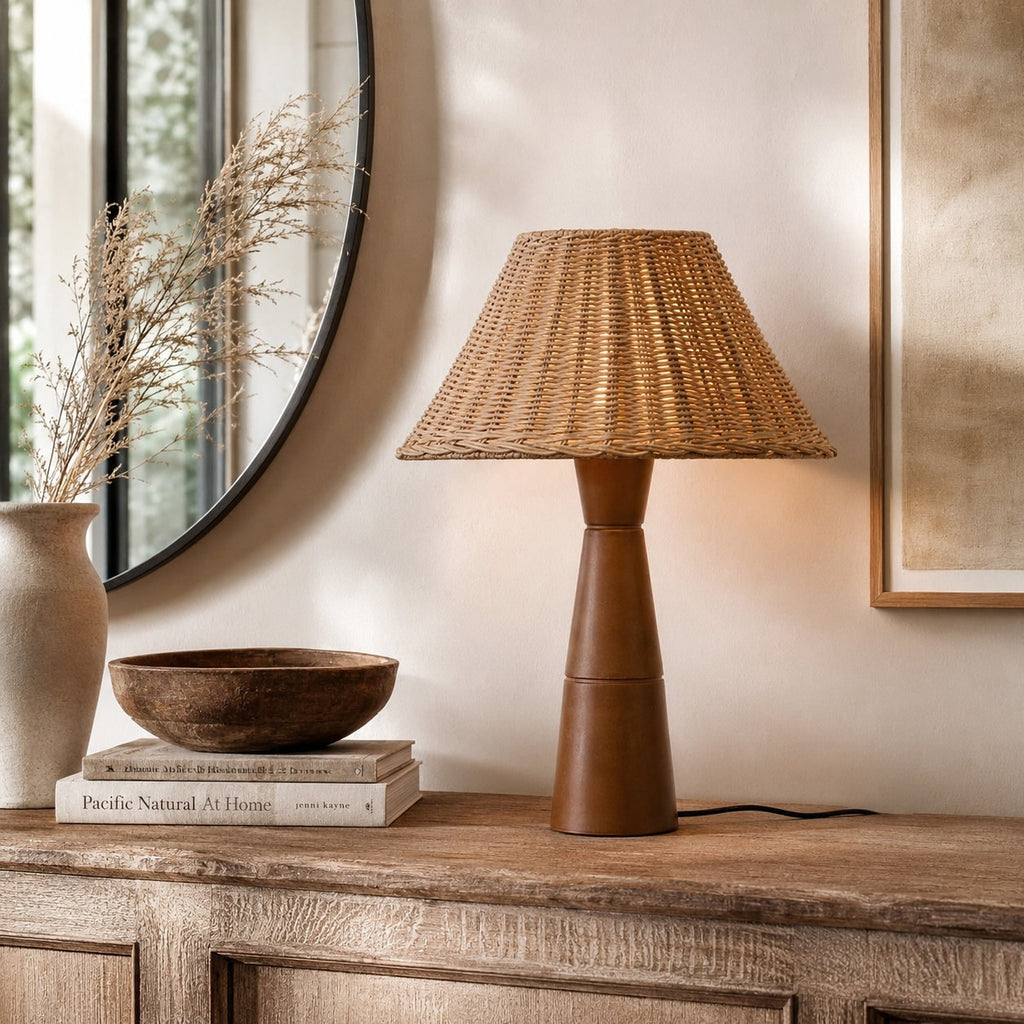 Table Lamp Bedside Lamp Living Room Lamp Wood Base LED Wood Base Lamp - Image 2