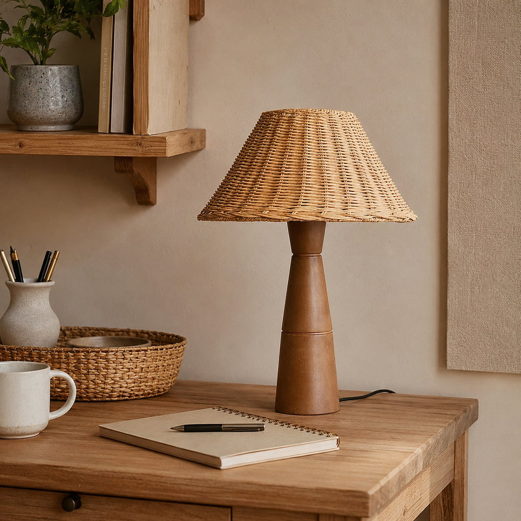 Table Lamp Bedside Lamp Living Room Lamp Wood Base LED Wood Base Lamp - Image 3