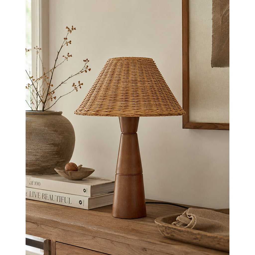 Table Lamp Bedside Lamp Living Room Lamp Wood Base LED Wood Base Lamp - Image 4