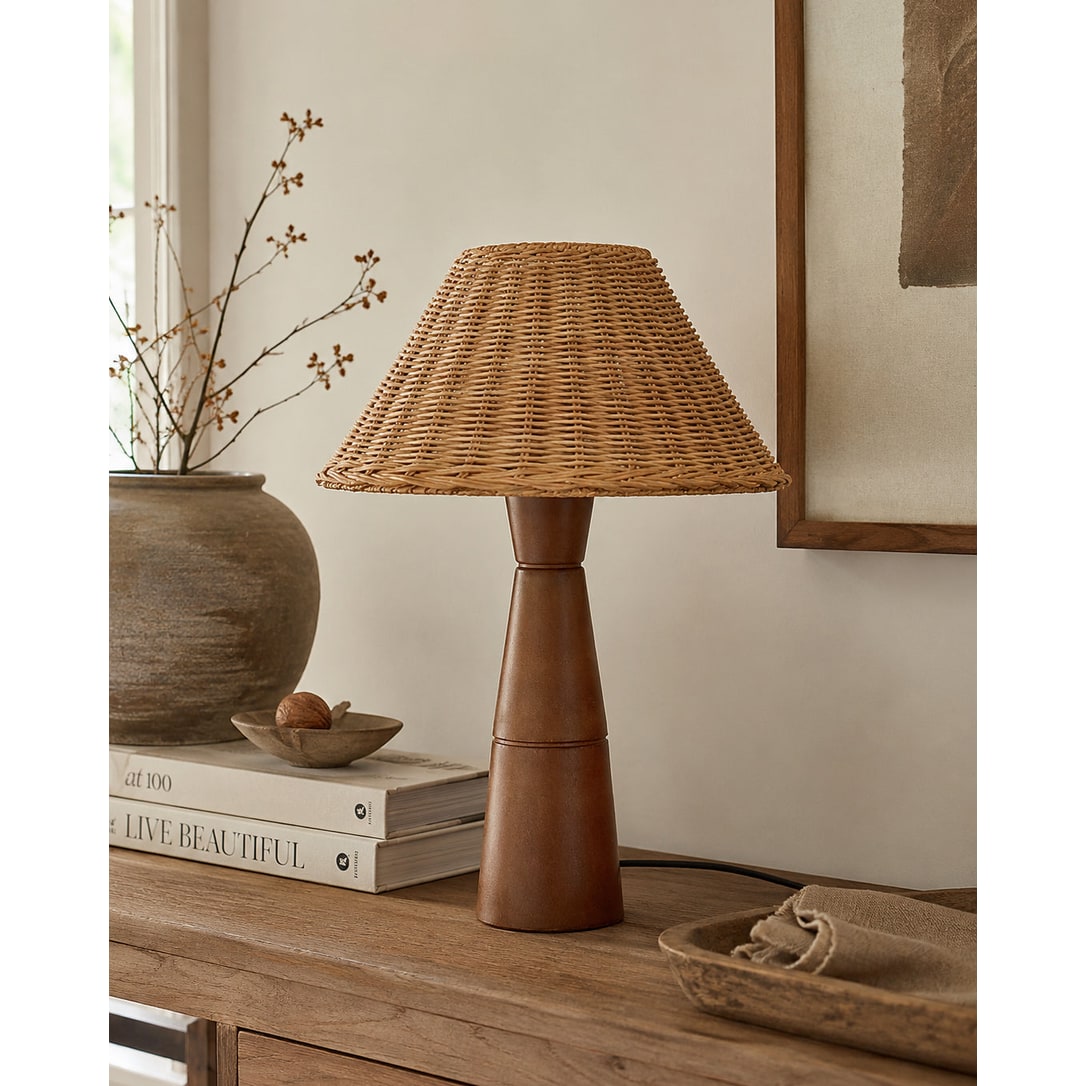 Table Lamp Bedside Lamp Living Room Lamp Wood Base LED Wood Base Lamp - Image 4