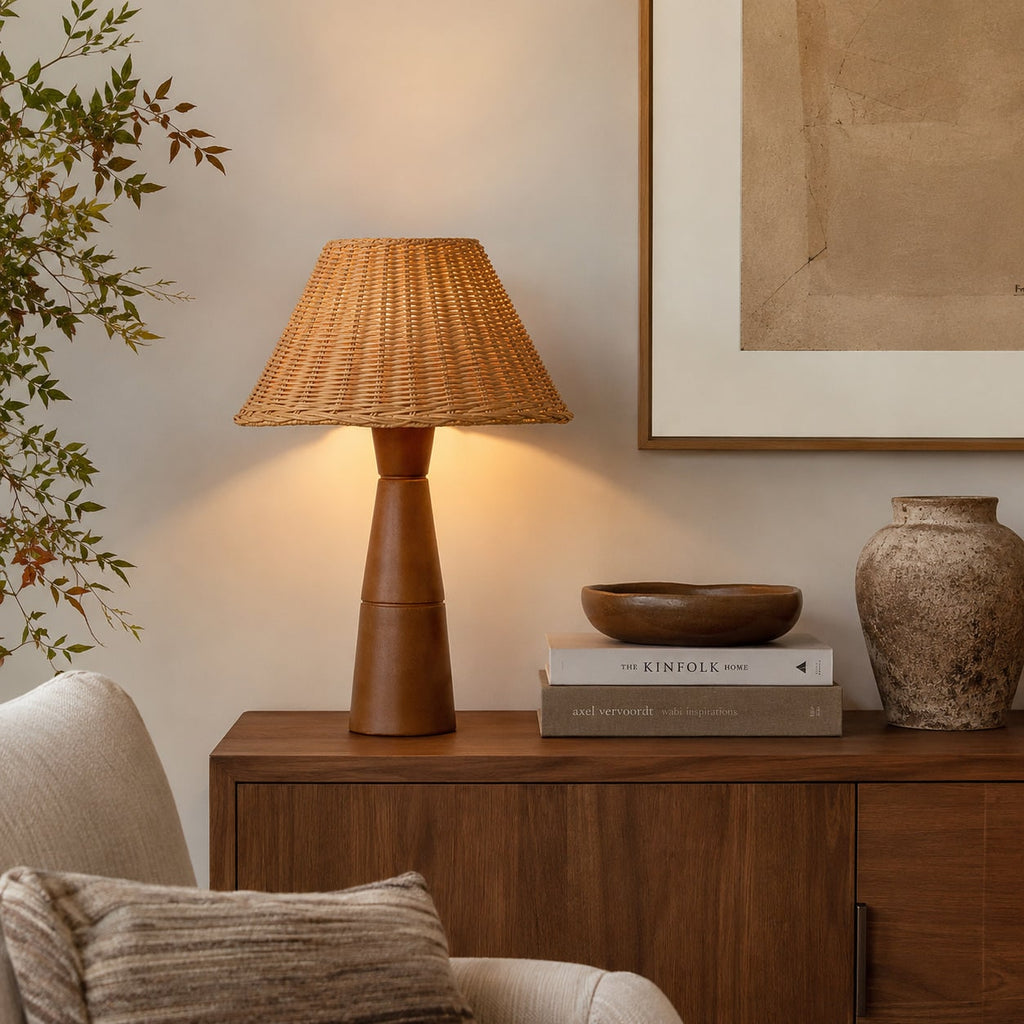 Table Lamp Bedside Lamp Living Room Lamp Wood Base LED Wood Base Lamp - Image 5