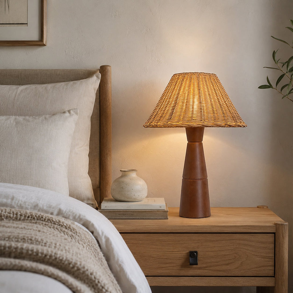 Table Lamp Bedside Lamp Living Room Lamp Wood Base LED Wood Base Lamp - Image 7