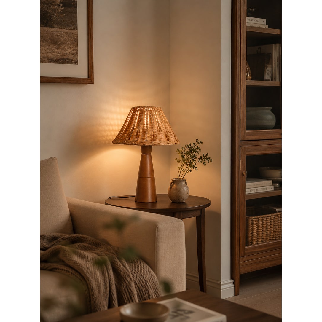 Table Lamp Bedside Lamp Living Room Lamp Wood Base LED Wood Base Lamp - Image 9