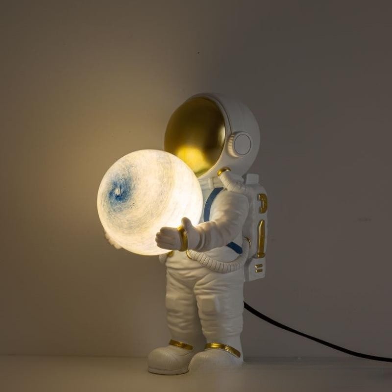 Table Lamp Mid Century Modern Touch Astronaut with Glowing Globe Bedside Set Of 2 - Image 4