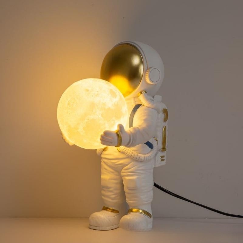 Table Lamp Mid Century Modern Touch Astronaut with Glowing Globe Bedside Set Of 2 - Image 7