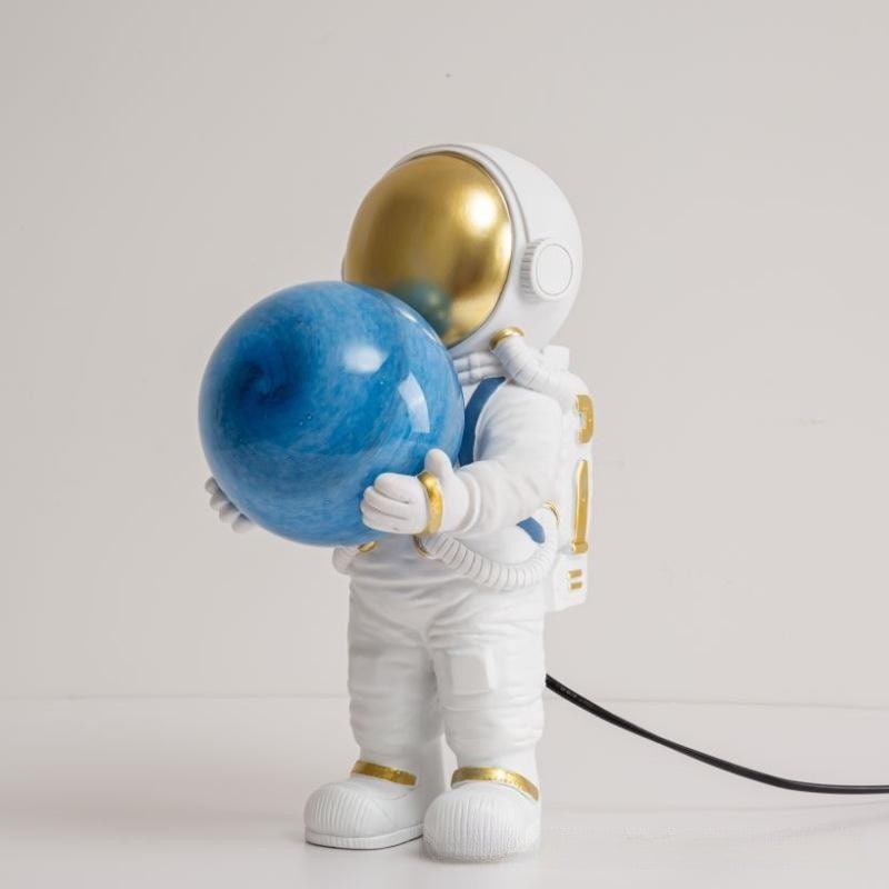 Table Lamp Mid Century Modern Touch Astronaut with Glowing Globe Bedside Set Of 2 - Image 9