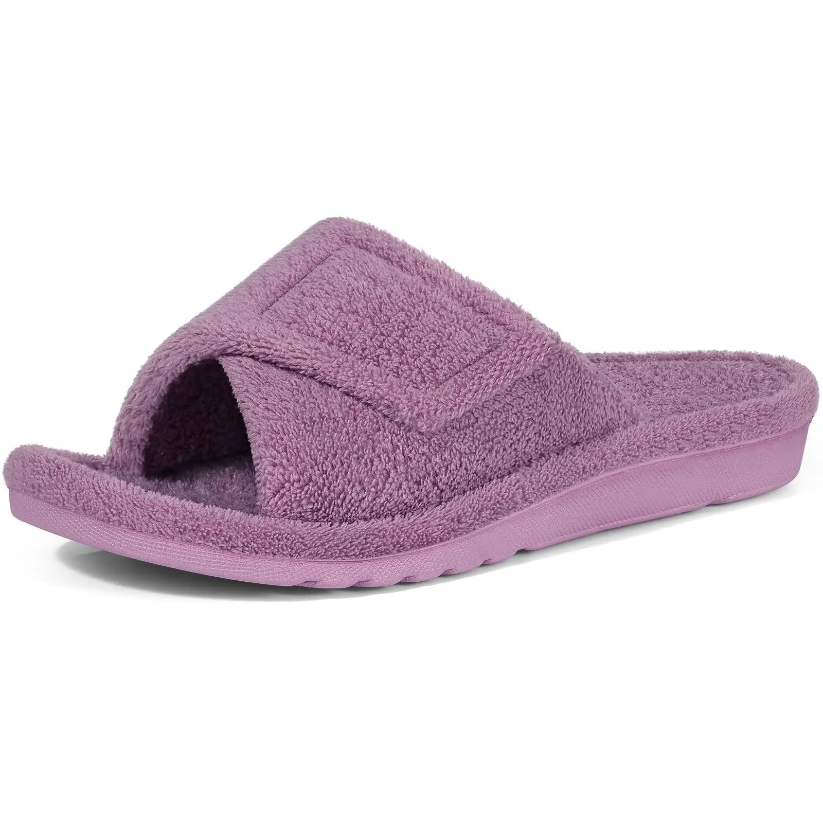 Terry Cloth Slippers with Arch Support and Open Toe Design for Indoor Wear - Image 1
