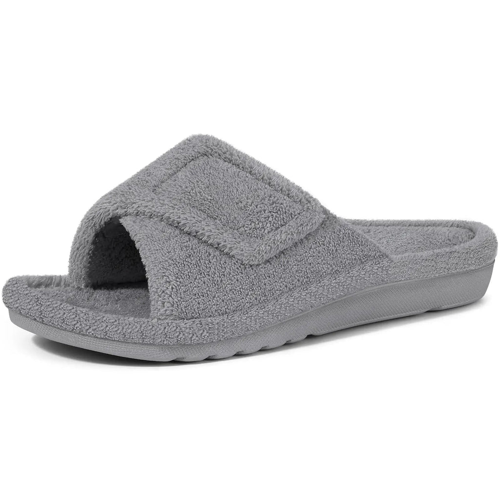 Terry Cloth Slippers with Arch Support and Open Toe Design for Indoor Wear - Image 11