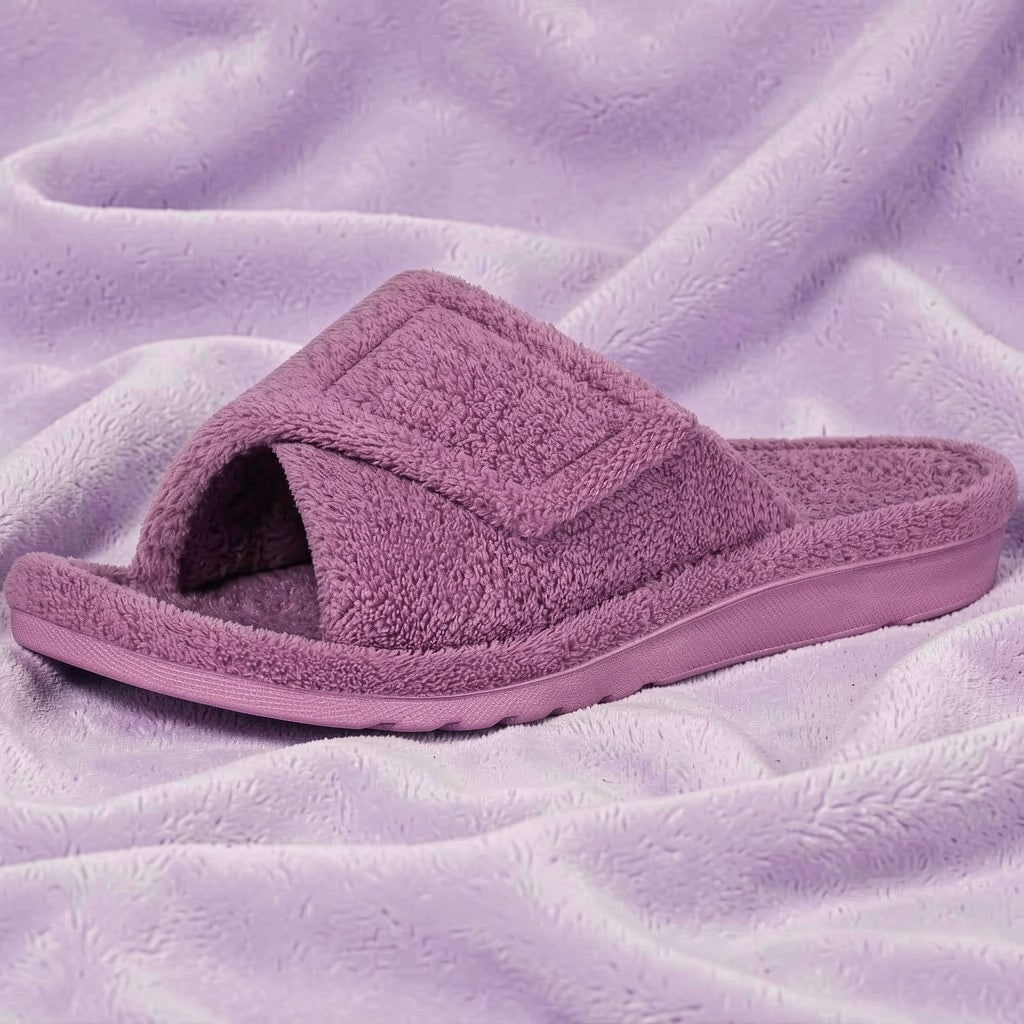 Terry Cloth Slippers with Arch Support and Open Toe Design for Indoor Wear - Image 5
