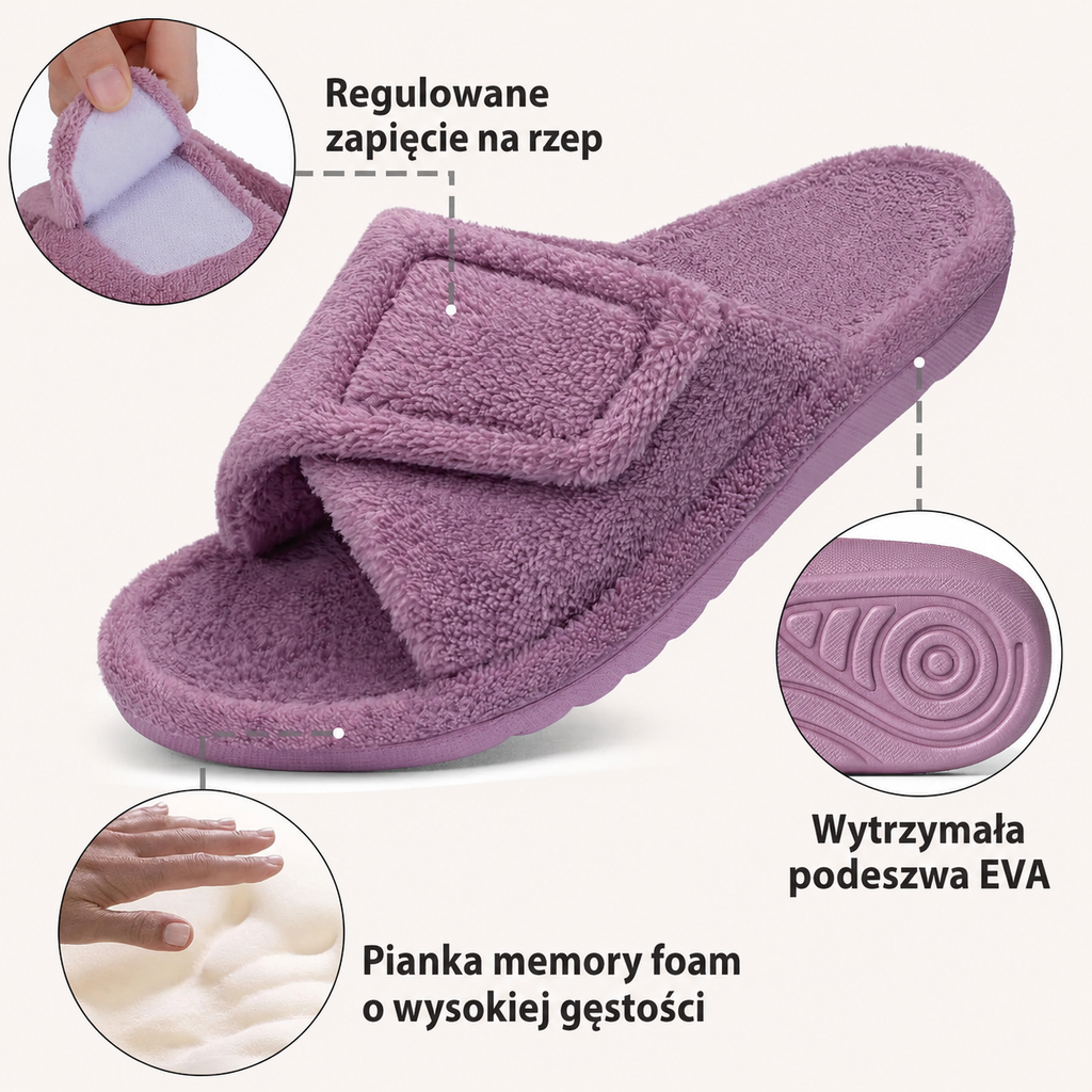 Terry Cloth Slippers with Arch Support and Open Toe Design for Indoor Wear - Image 7