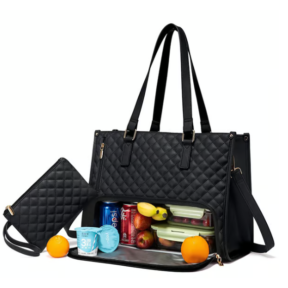 Thermal Lunch Laptop Bag Quilted Tote Water Resistant Insulated Padded Crossbody - Image 10
