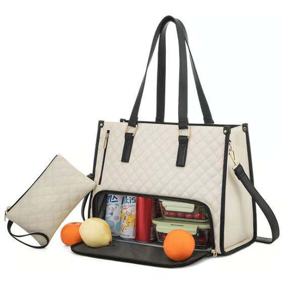 Thermal Lunch Laptop Bag Quilted Tote Water Resistant Insulated Padded Crossbody - Image 12