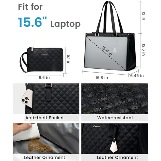 Thermal Lunch Laptop Bag Quilted Tote Water Resistant Insulated Padded Crossbody - Image 3