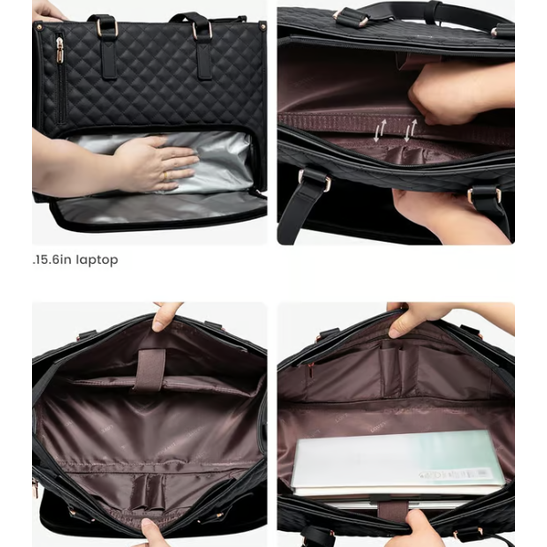 Thermal Lunch Laptop Bag Quilted Tote Water Resistant Insulated Padded Crossbody - Image 8