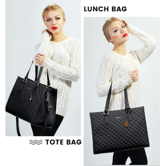 Thermal Lunch Laptop Bag Quilted Tote Water Resistant Insulated Padded Crossbody - Image 9