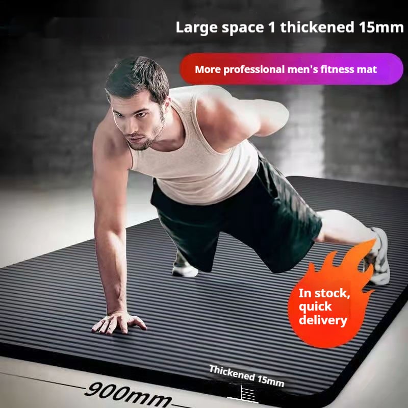 Thick Cushioned Exercise Mat for Bikram Yoga with Non-Slip Ribbed Texture - Image 4