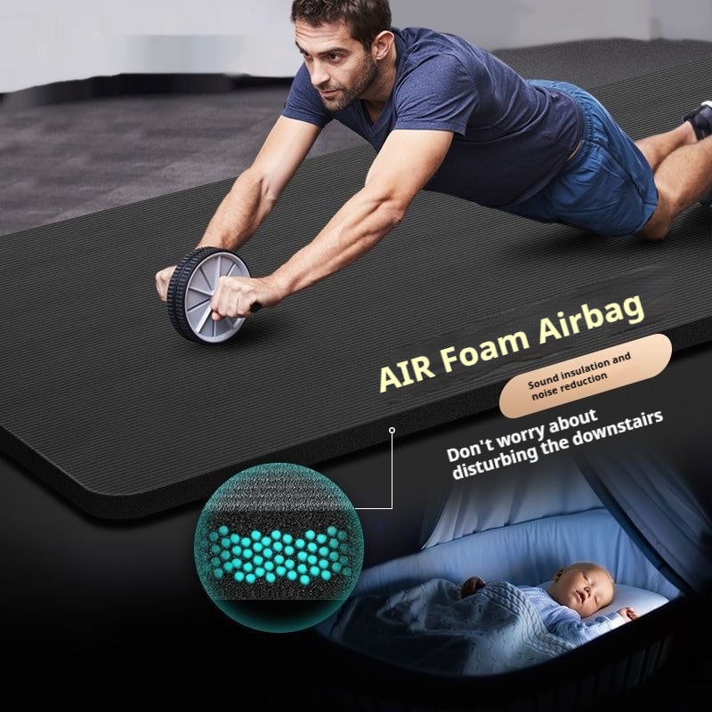 Thick Cushioned Exercise Mat for Bikram Yoga with Non-Slip Ribbed Texture - Image 7