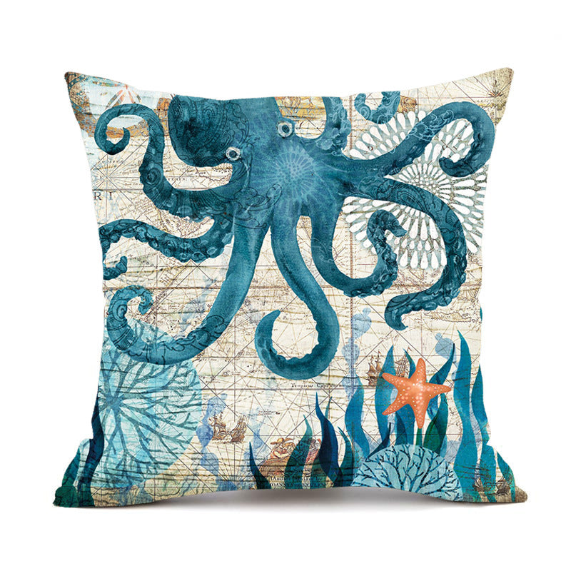 Throw Pillow Covers and Couch Cushion with Marine Life Print Square Decorative for Sofa - Image 15