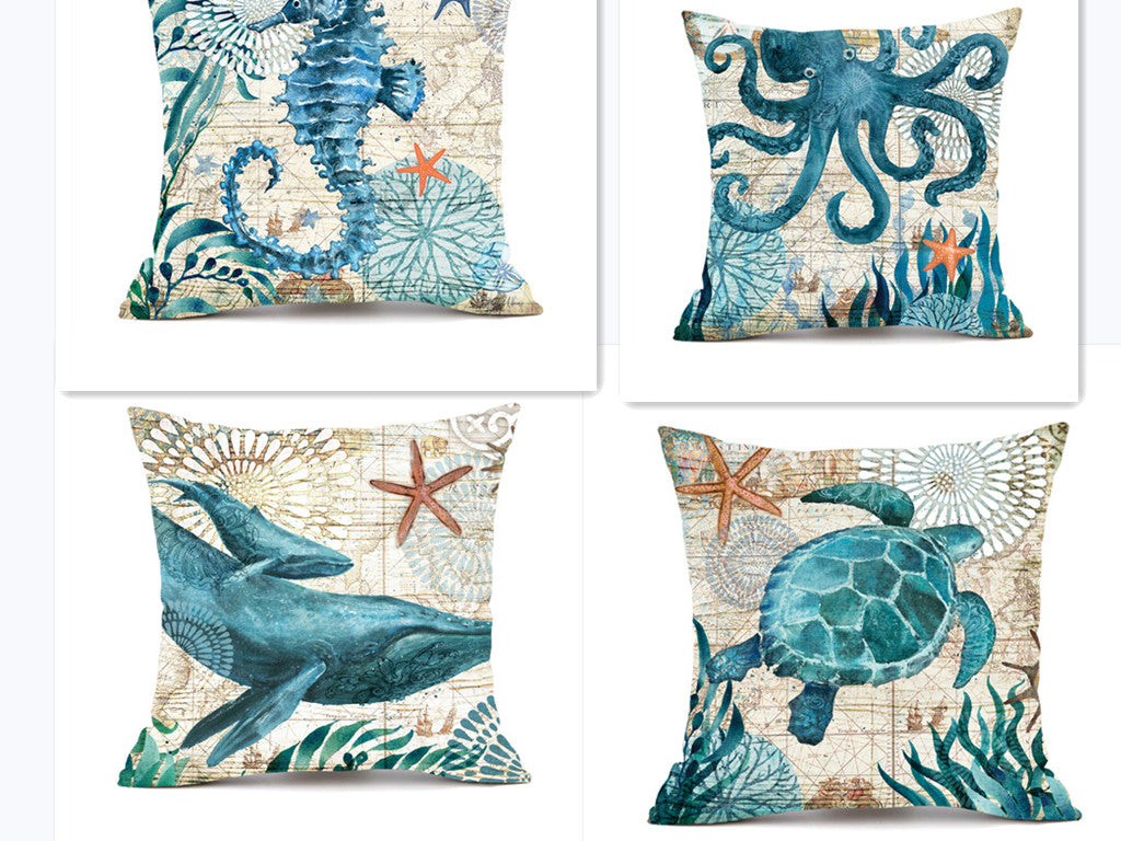 Throw Pillow Covers and Couch Cushion with Marine Life Print Square Decorative for Sofa - Image 16