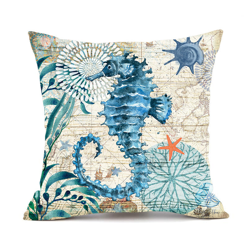 Throw Pillow Covers and Couch Cushion with Marine Life Print Square Decorative for Sofa - Image 4