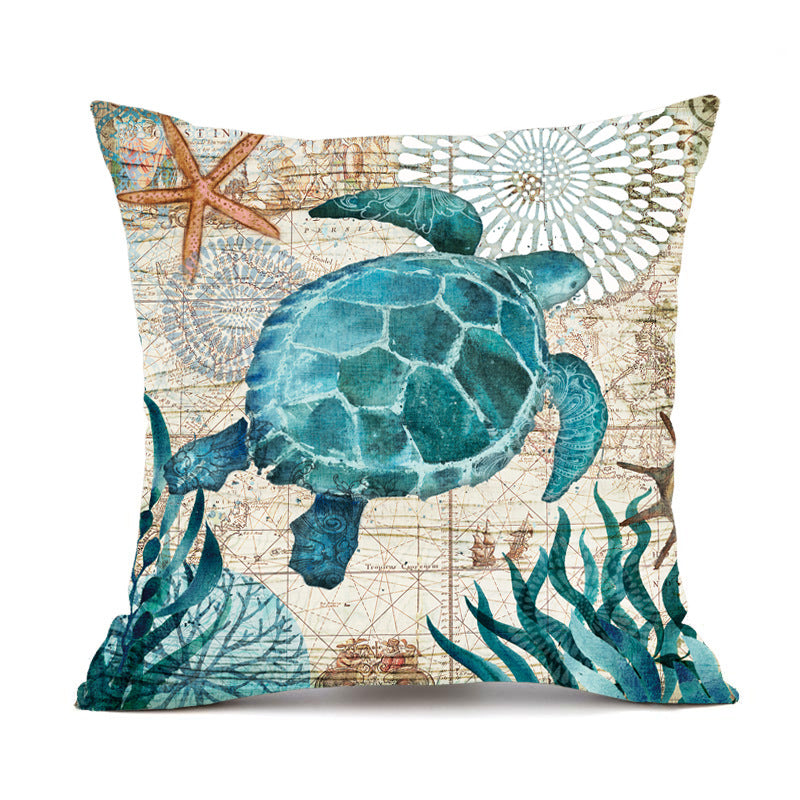 Throw Pillow Covers and Couch Cushion with Marine Life Print Square Decorative for Sofa - Image 5