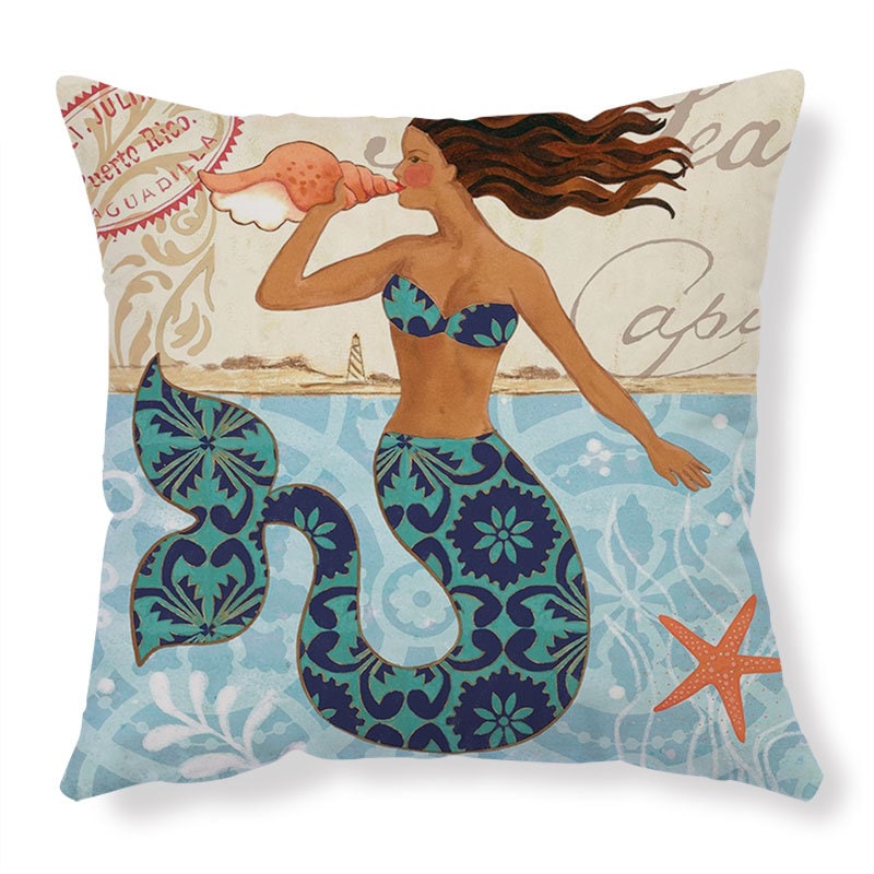 Throw Pillow Covers and Couch Cushion with Marine Life Print Square Decorative for Sofa - Image 8