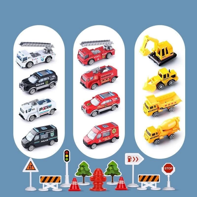 Toy Airplane Playset with Fold-Out Tracks Working Crane and Mini Vehicles - Image 9
