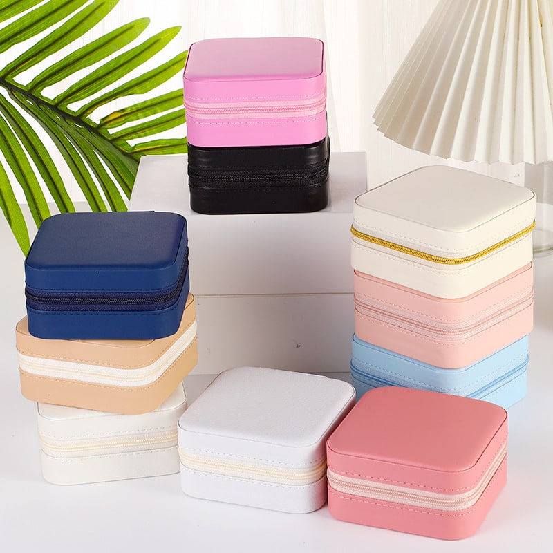 Travel Jewelry Box Organizer Case with Velvet Lining and Padded Ring Rolls Stand Up Armoire - Image 3
