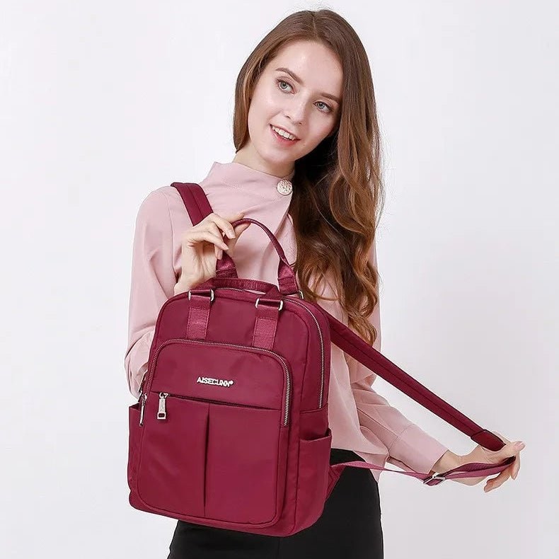 Travel Laptop Waterproof Backpack USB Charging Port Nylon Side Pockets - Image 5