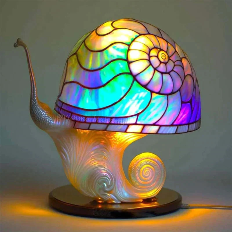 Stained Glass Table Lamp for Ambient Home Lighting – Decorative Accent Lamp for Living Room, Bedroom and Cozy Interiors