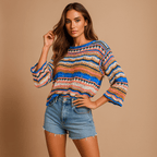 Chic Loose Knit Sweater for Women - Cozy, Breathable, and Fashionable