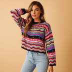 Chic Loose Knit Sweater for Women - Cozy, Breathable, and Fashionable