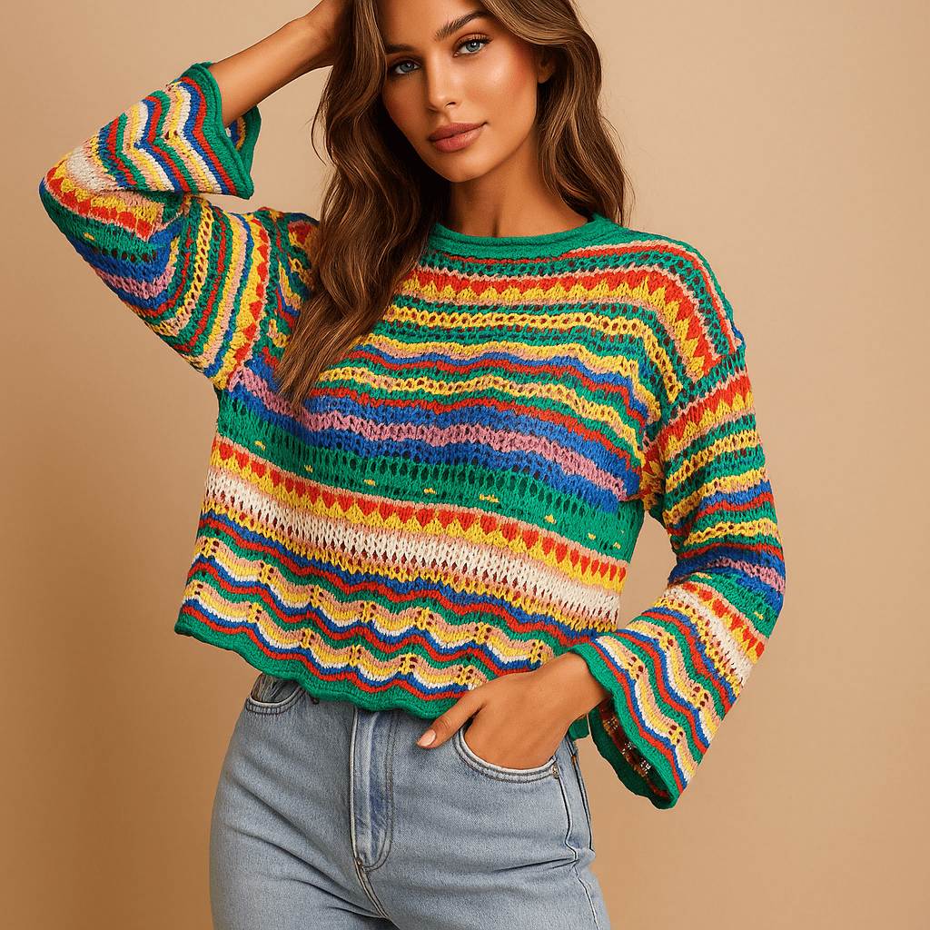 Chic Loose Knit Sweater for Women - Cozy, Breathable, and Fashionable
