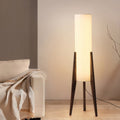 Tripod Floor Lamp Fabric Lampshade Wood Scandinavian Tall Cylindrical White Wooden - Image 2