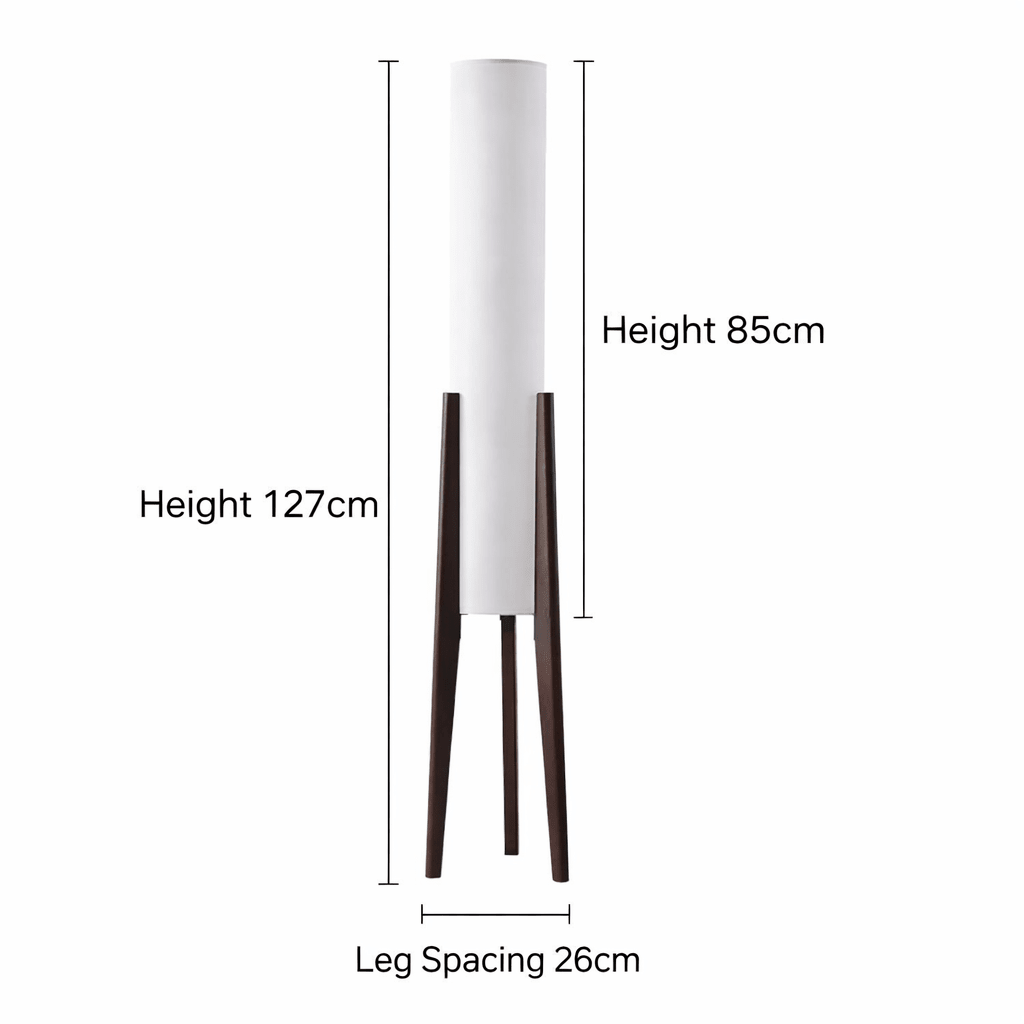 Tripod Floor Lamp Fabric Lampshade Wood Scandinavian Tall Cylindrical White Wooden - Image 5