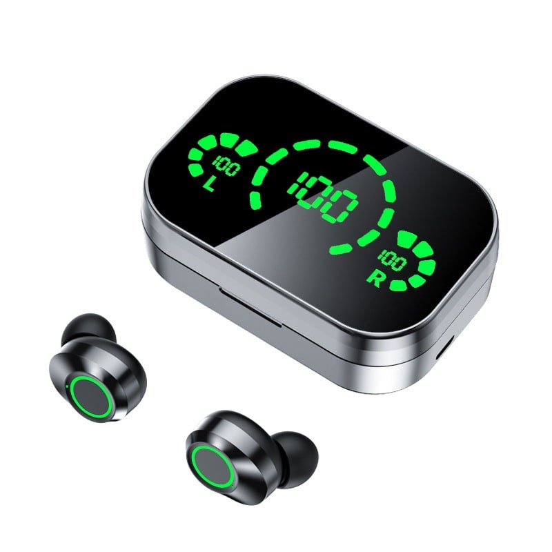 True Wireless Earbuds with Noise Cancelling Mic and Digital Display Charging Case - Image 1