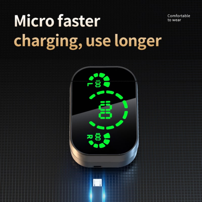 True Wireless Earbuds with Noise Cancelling Mic and Digital Display Charging Case - Image 6
