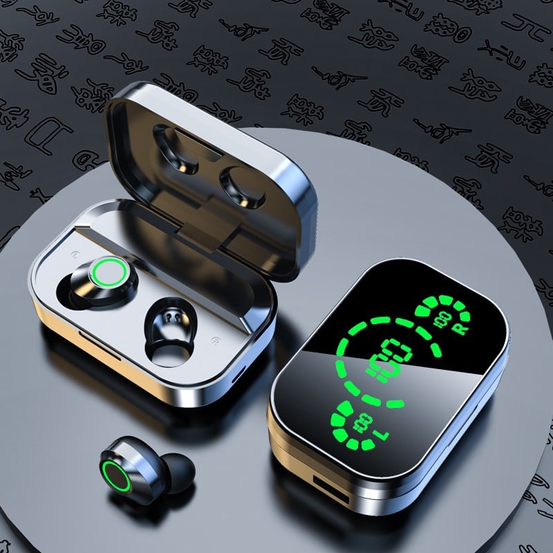 True Wireless Earbuds with Noise Cancelling Mic and Digital Display Charging Case - Image 8