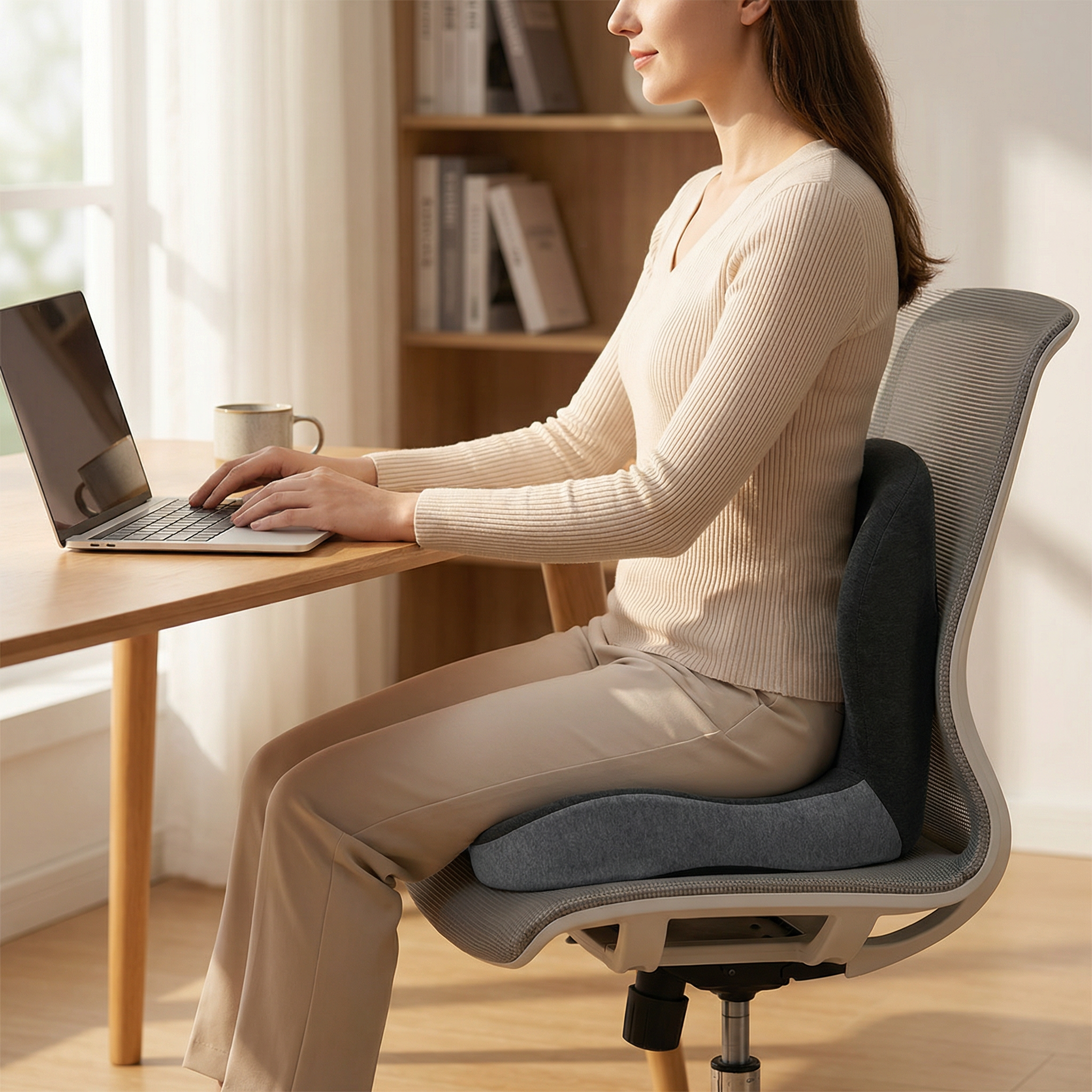 Lumbar Support Cushion for Car Seats and Chairs – Ergonomic Back Support Pillow for Sitting Comfort at Home, Office and Travel